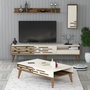 Hanah Home Valensiya Conjunto de Muebles de Salón Nogal y Crema